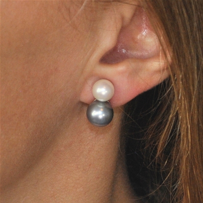 Boucles d'Oreilles Clips Doubles Perles