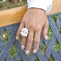 Grosse bague argent Audrey (L) perles Pastel