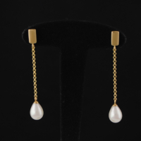 Boucle Chaine et Perle Goutte Pendante