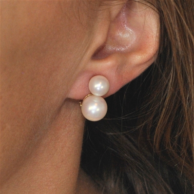 Boucles d'oreilles Clips deux perles blanches nacrées
