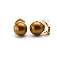 Boucles d'oreilles clips perles bronze doré laquées