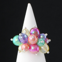 Bague avec perles Multicolore rhodié Audrey (M)