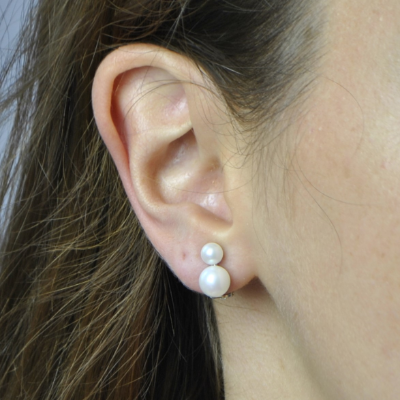 Boucles d'oreilles Clips deux perles blanches nacrées