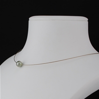 Collier Solitaire petite perle Vert amande