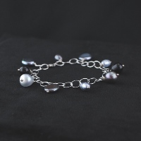 Bracelet Perles Nuances Bleu Gris
