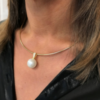 Collier Oméga Oxyde Grosse Perle