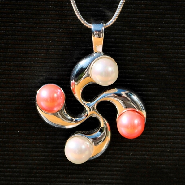 Pendentif Ancien En Argent Avec Décoration Perle De Corail - Bijou Vintage Occasion