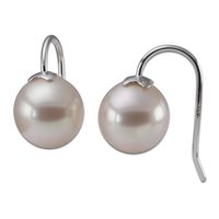 Boucles d'oreilles pendantes Crochets perles roses irisées 12mm