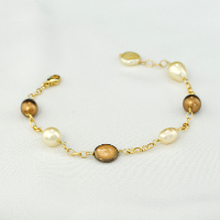Bracelet Mailles et Perles Mordoré