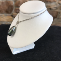 Pendentif Goutte Baroque Gris foncé Argent
