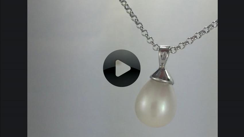Pendentif argent perle blanche
