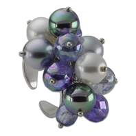 Bague en perles violettes lavande & argent rhodié Audrey (M)