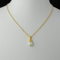 Elégant Pendentif Argent et sa Goutte Nacrée pl. Or