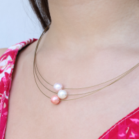 Collier Original Trilogie Perles Blanc Rose
