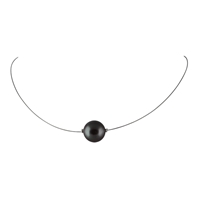 Collier perle noire 12 mm solitaire Margot