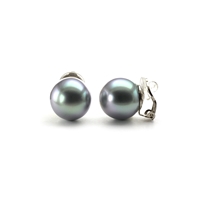 Boucles d'Oreilles Clips Argent Perles Grises