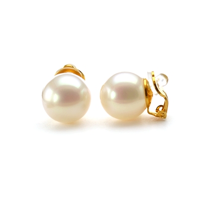 Clips grosses perles Ondine blanches nacrées 