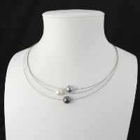 Collier Original Trilogie Perles Blanc Gris