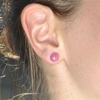 Boucles d'oreilles clous petites perles Rose Rubis nacré
