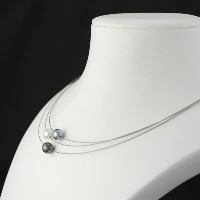 Collier Original Trilogie Perles Blanc Gris