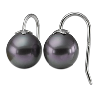 Boucles d'oreilles pendantes Crochets perles noires irisées 12mm