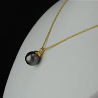 Pendentif argent Perle Nacre Grise 14 mm