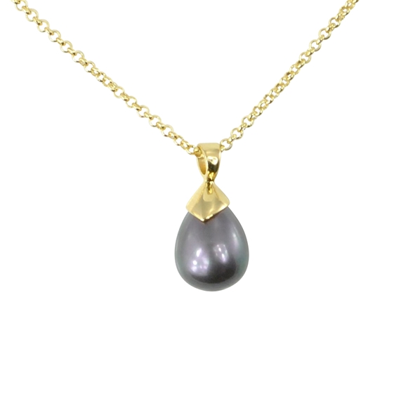 Pendentif Femme Argent Perle Goutte Noire