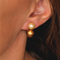 Boucles d'oreilles clips deux perles dorées nacrées