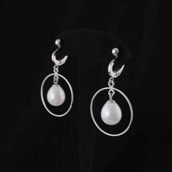 Boucles d'oreilles Clips 2 perles Blanche 8mm Noire 10mm Rhodié · Simon &  Simon ·