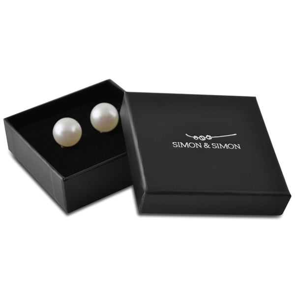 Boucles d'oreilles Clips 2 perles Blanche 8mm Noire 10mm Rhodié · Simon &  Simon ·