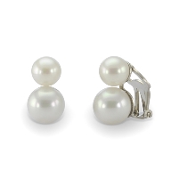 Boucles d'oreilles Clips deux perles blanches nacrées