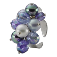 Bague en perles violettes lavande & argent rhodié Audrey (M)