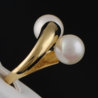 Bague Argent Pl. Or Perles Nacrées Blanches