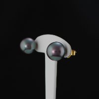 Boucle Grosse perle gris foncé