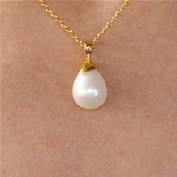 Elégant Pendentif Argent et sa Goutte Nacrée pl. Or