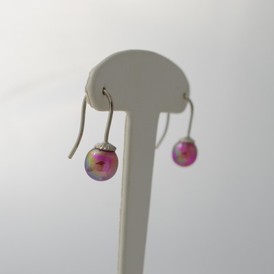 Boucles pendantes petites perles Rose Passion