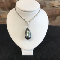 Pendentif Goutte Baroque Gris foncé Argent
