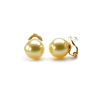 Boucles d'oreilles clips perles dorées nacrées irisées