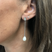 Boucle Chaine et Perle Goutte Pendante