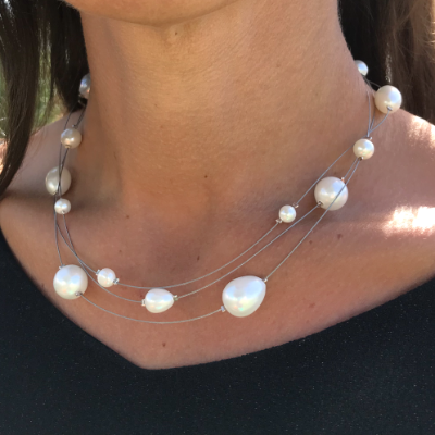 Collier Fantaisie Perles Nacré Blanc