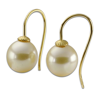 Boucles d'oreilles pendantes Crochets perles dorées irisées 12mm
