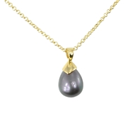 Pendentif Original en Argent et Goutte Perle Noire