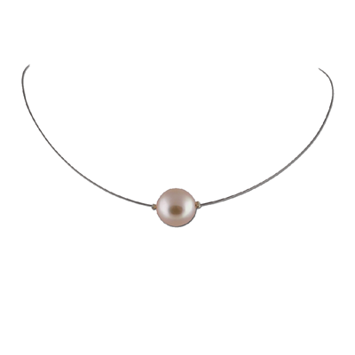 Collier Solitaire petite perle rose de 8 mm
