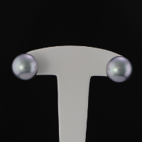 Boucle Grosse perle gris clair