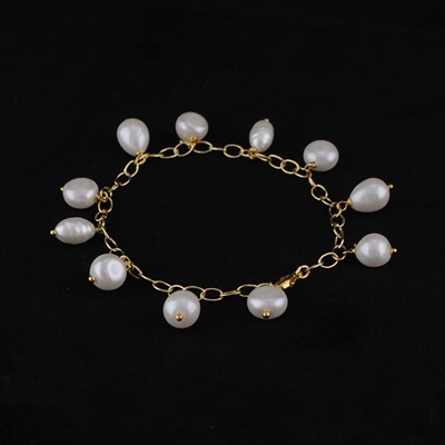 Bracelet Chaîne Dorée Perle Nacrée