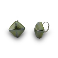 Boucles d'oreilles cabochons perles Vert Kaki