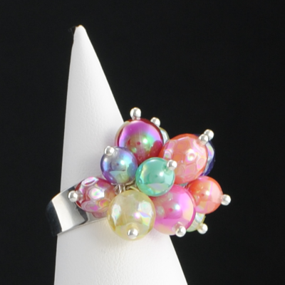 Bague avec perles Multicolore rhodié Audrey (M)