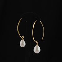 Boucle Créole et Perle Goutte Blanche