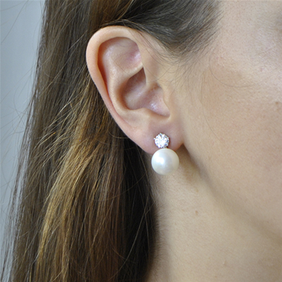 Boucles d'oreilles Clips oxyde et perle blanche