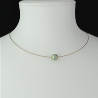 Collier Solitaire petite perle Vert amande